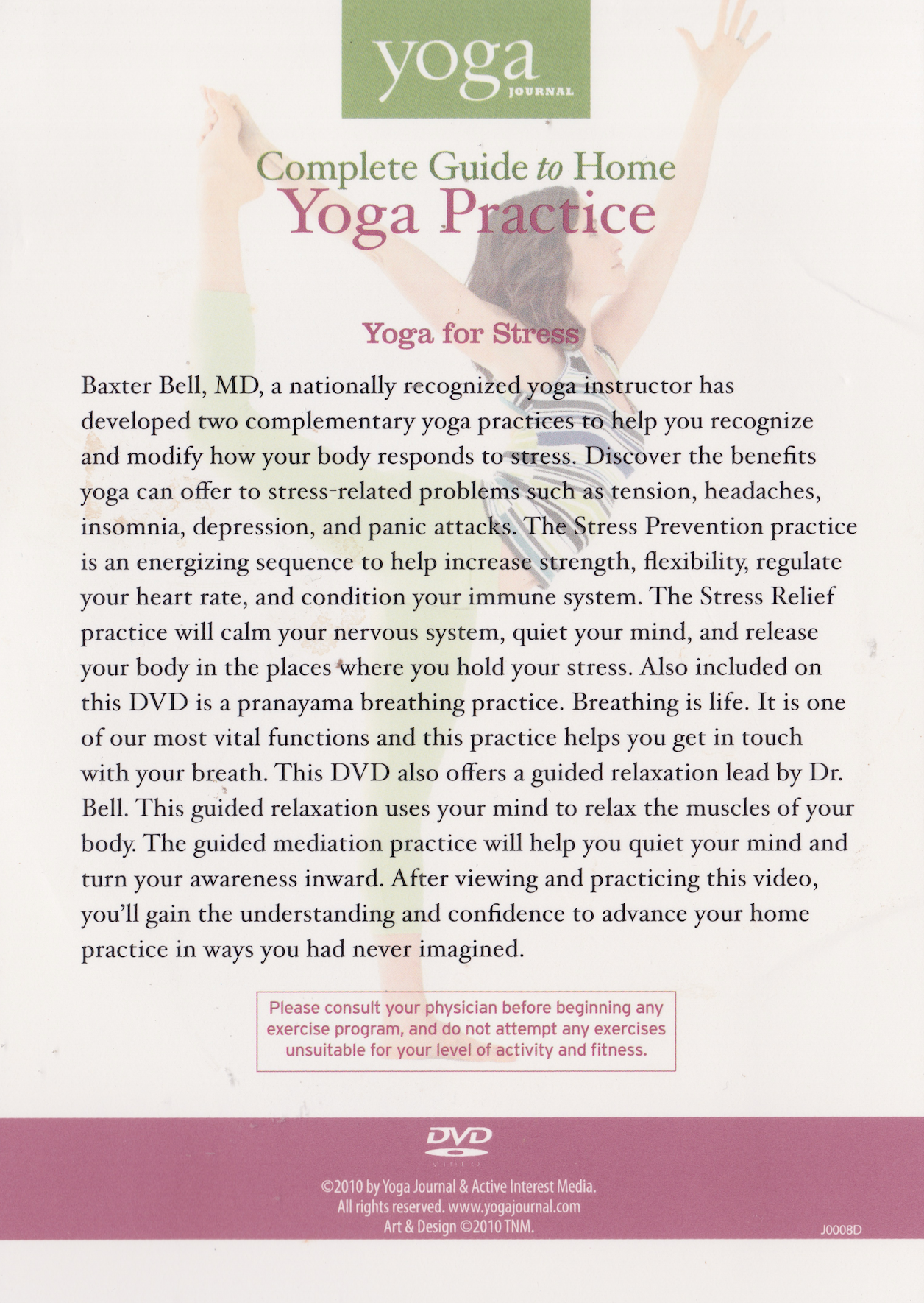 Yoga for Stress DVD by Baxter Bell (Preowned)