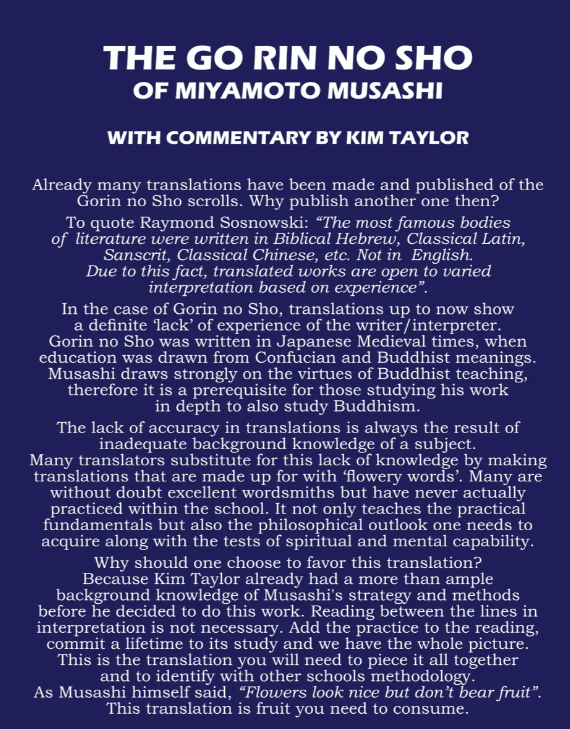 The Go Rin no Sho of Miyamoto Musashi Book by Kim Taylor