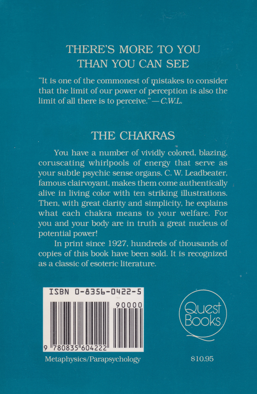 The Chakras Book by Charles Leadbeater (Preowned)