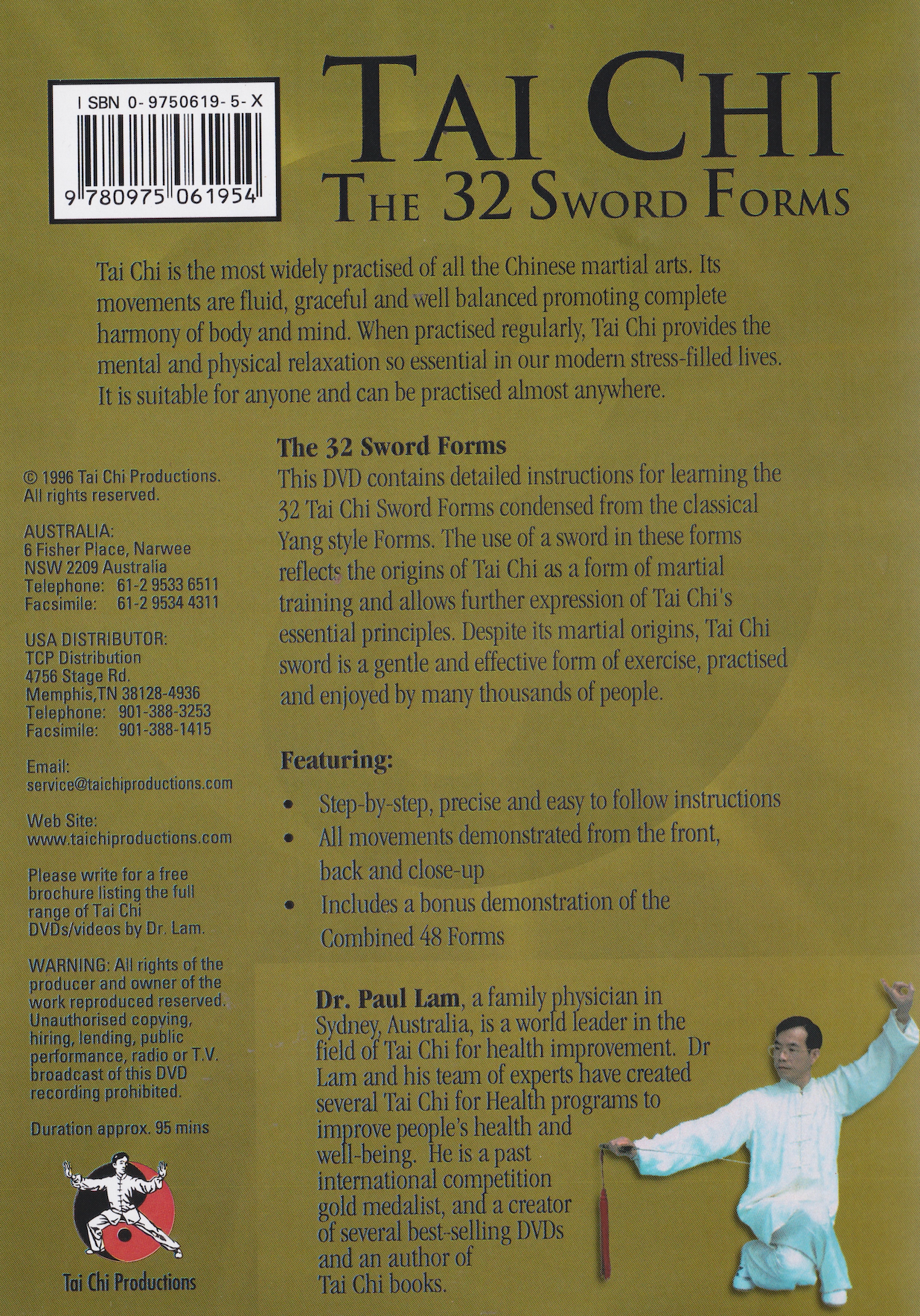 Tai Chi the 32 Sword Forms DVD by Paul Lam (Preowned)