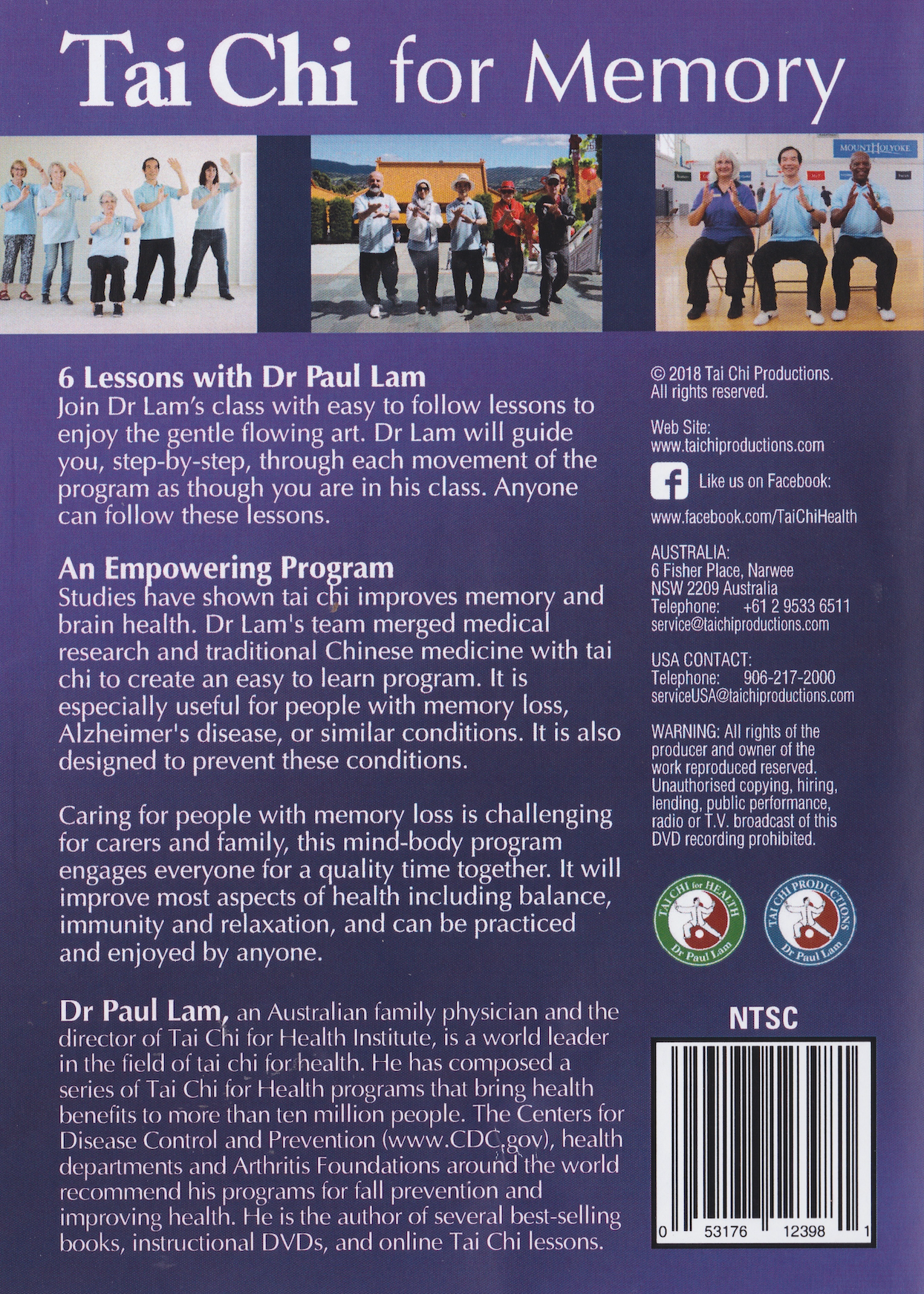 Tai Chi for Memory - Revitalizing Brain Health DVD by Paul Lam (Preowned)