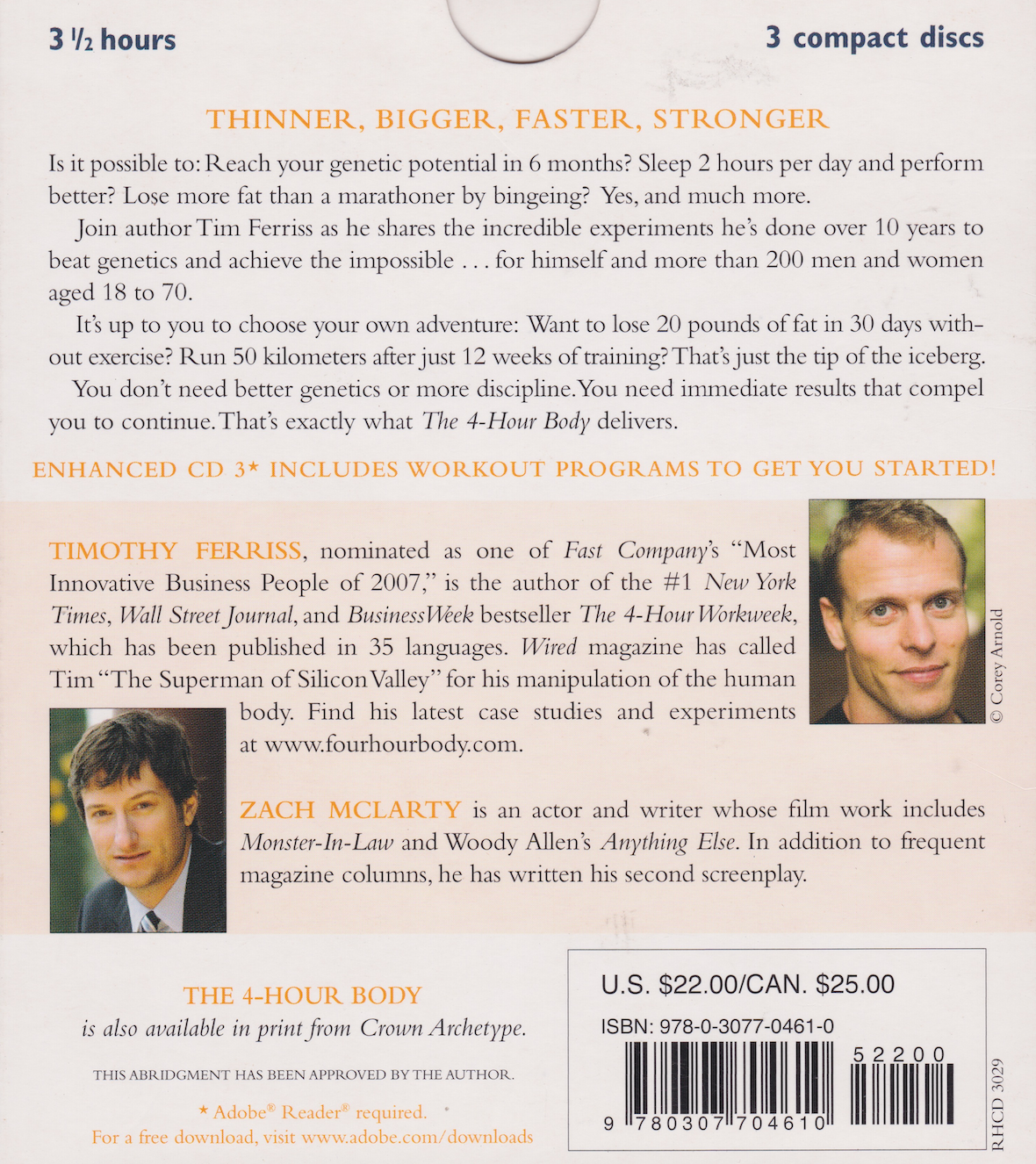 The 4-Hour Body: An Uncommon Guide to Rapid Fat-Loss, Incredible Sex, and Becoming Superhuman 3 CD Audiobook by Timothy Ferriss (Preowned)