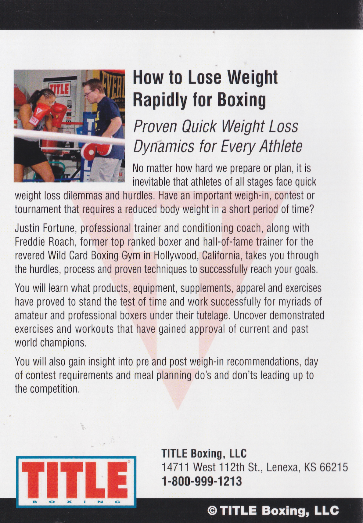 Title Boxing DVD 17 How to Lose Weight Rapidly for Boxing by Justin Fortune & Freddie Roach (Preowned)