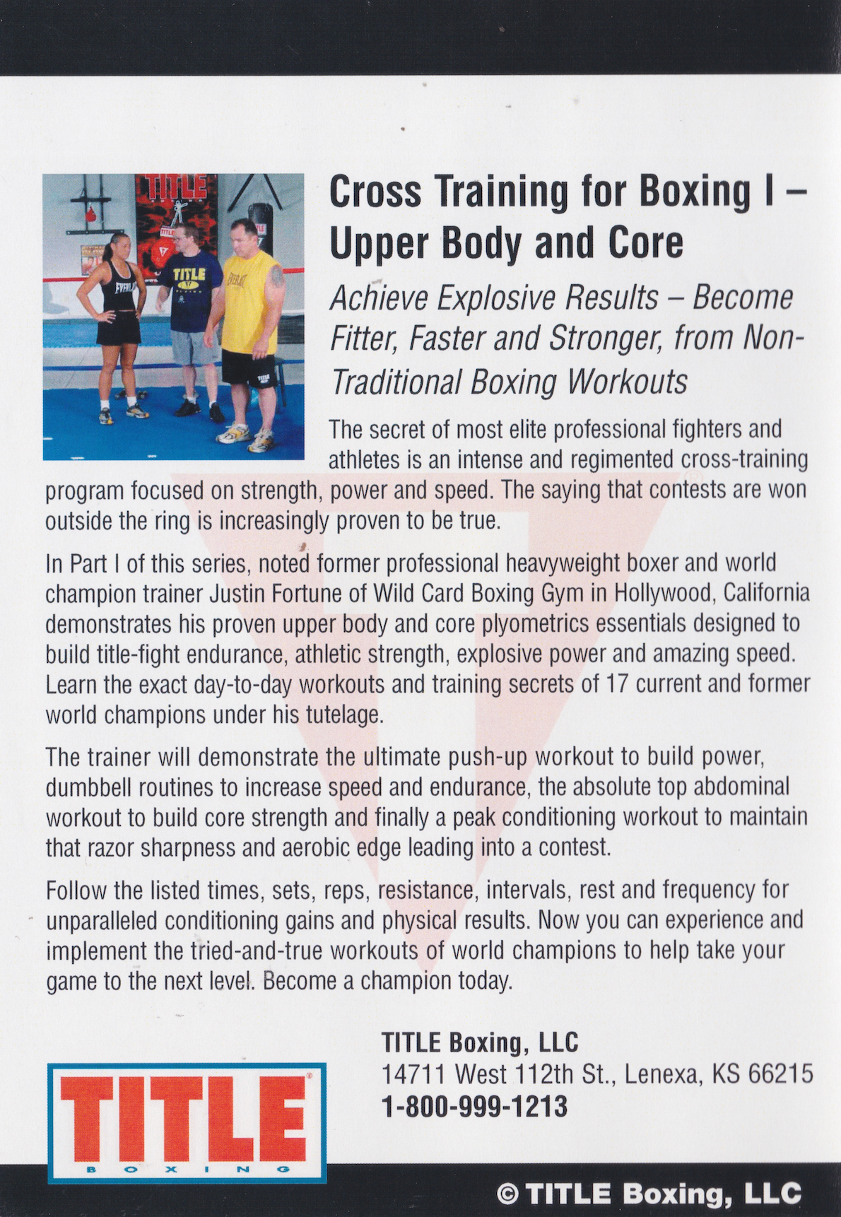 Title Boxing DVD 19 Cross Training for Boxing I by Justin Fortune (Preowned)