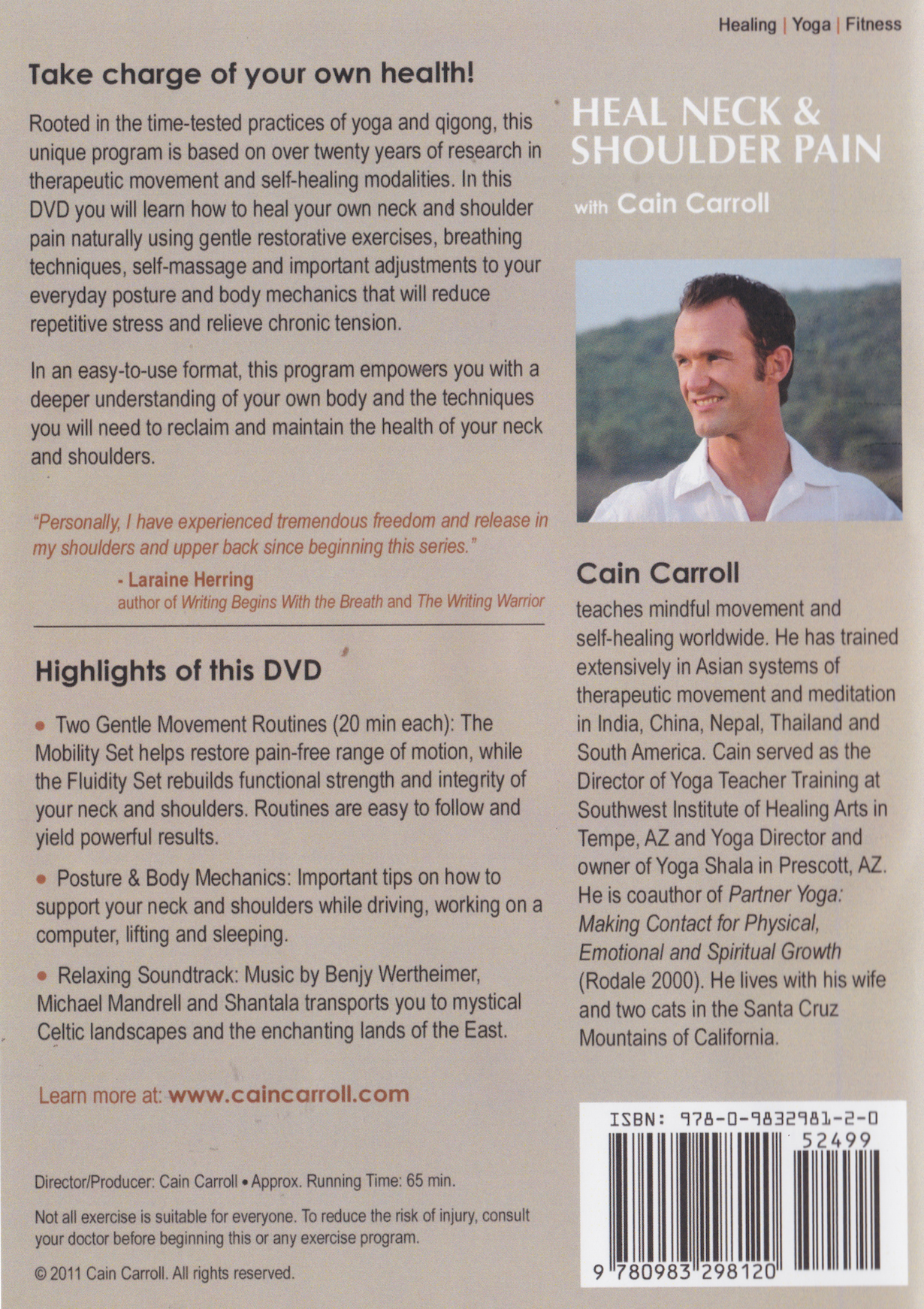 Heal Neck & Shoulder Pain DVD with Cain Carroll