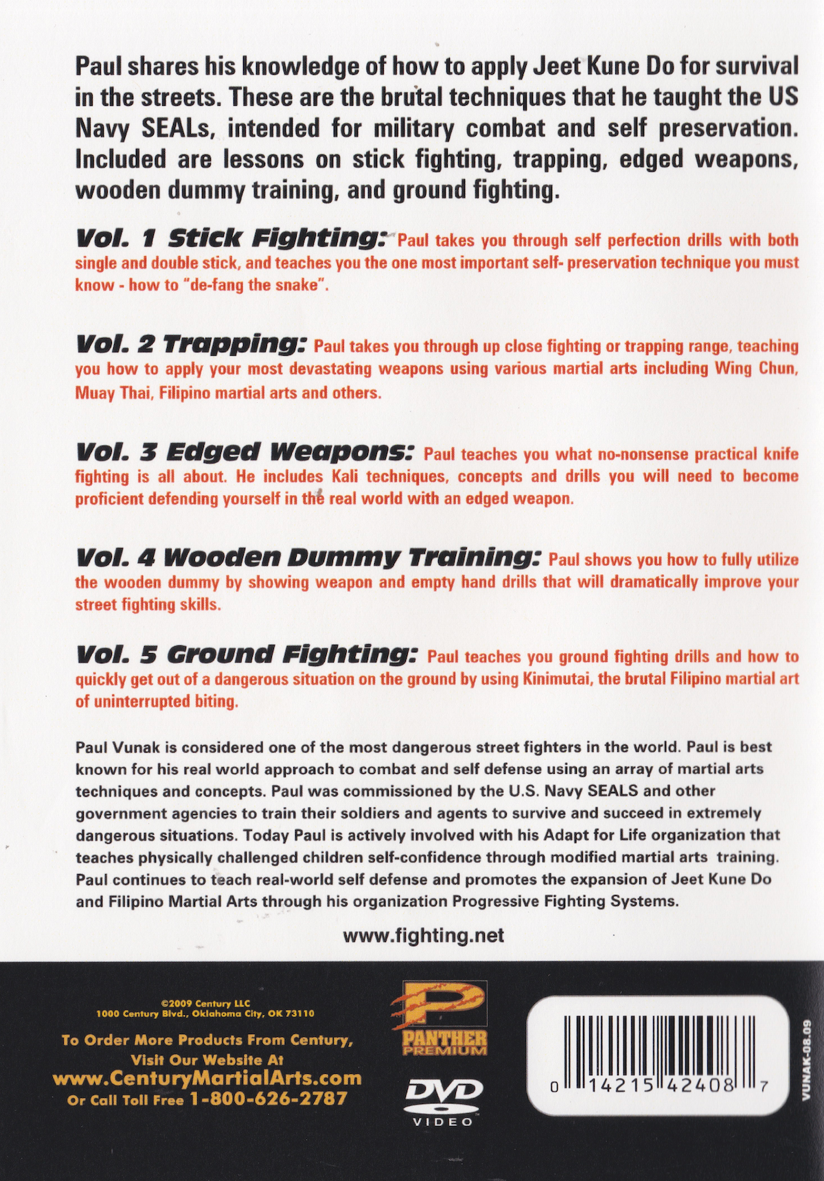 Jeet Kune Do for Real World Combat DVD 1 Stick Fighting by Paul Vunak (Preowned)