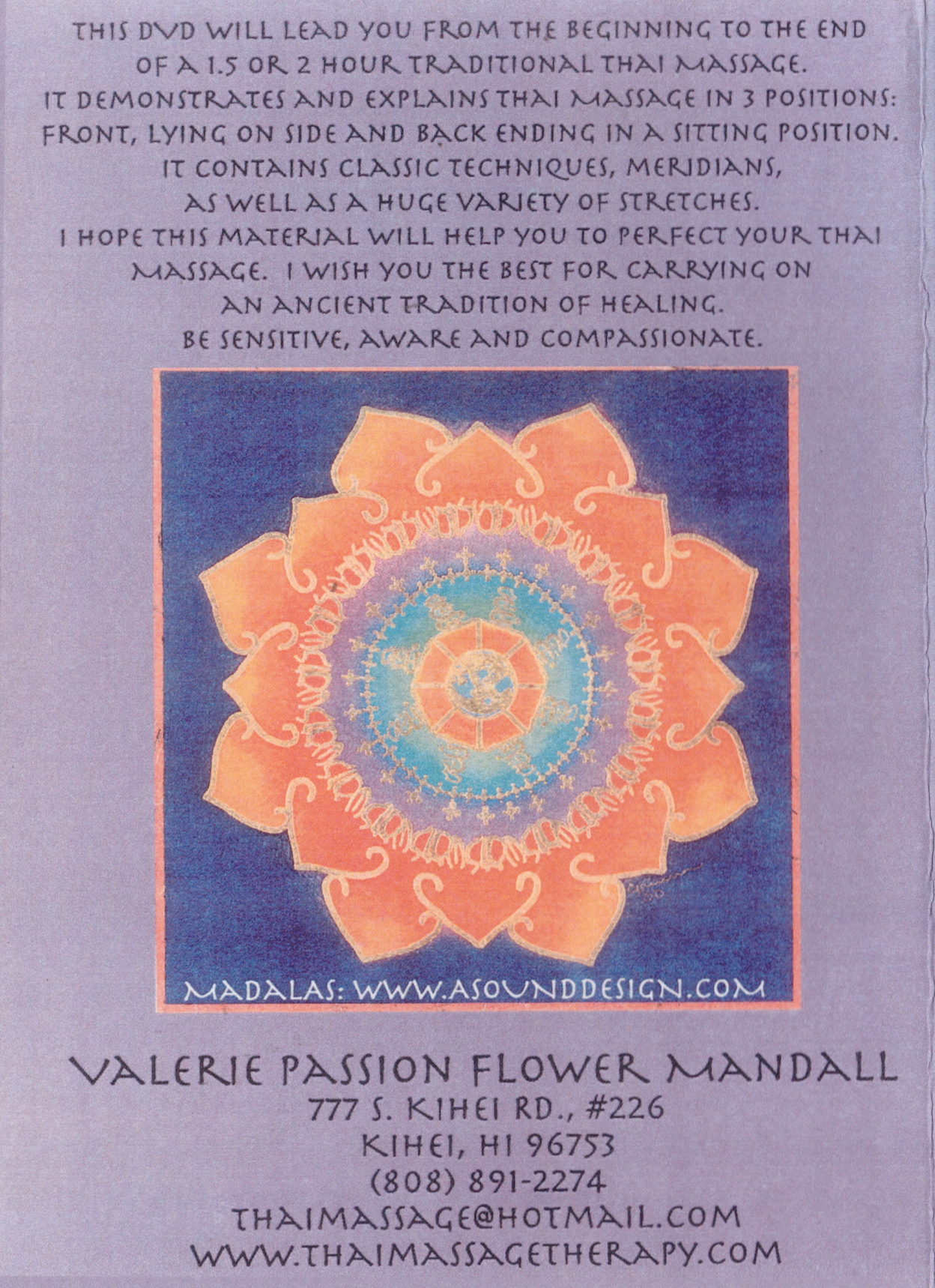Traditional Thai Massage DVD with Valerie Passion Flower (Preowned)