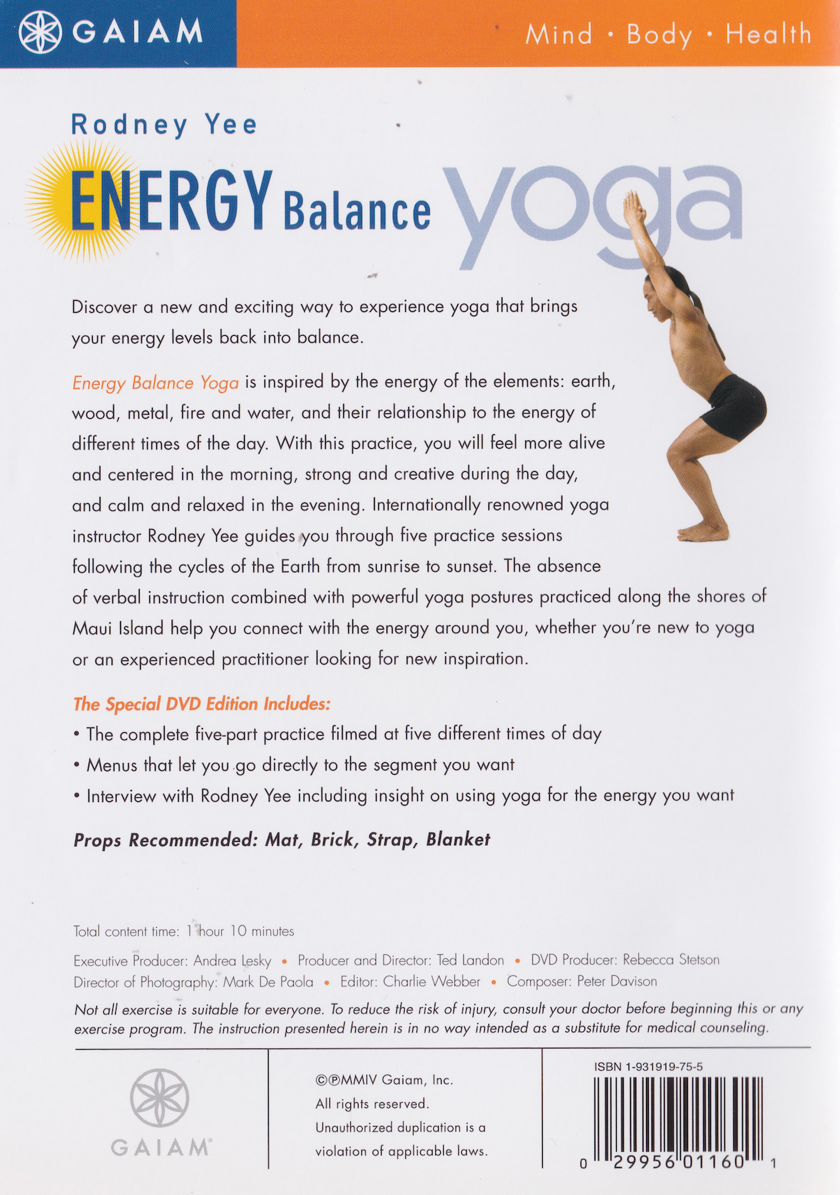 Energy Balance Yoga DVD by Rodney Yee (Preowned)