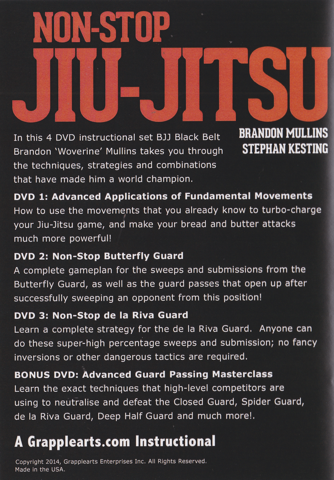 DVD Non-Stop Jiu-Jitsu 4 de Stephan Kesting y Brandon Mullins