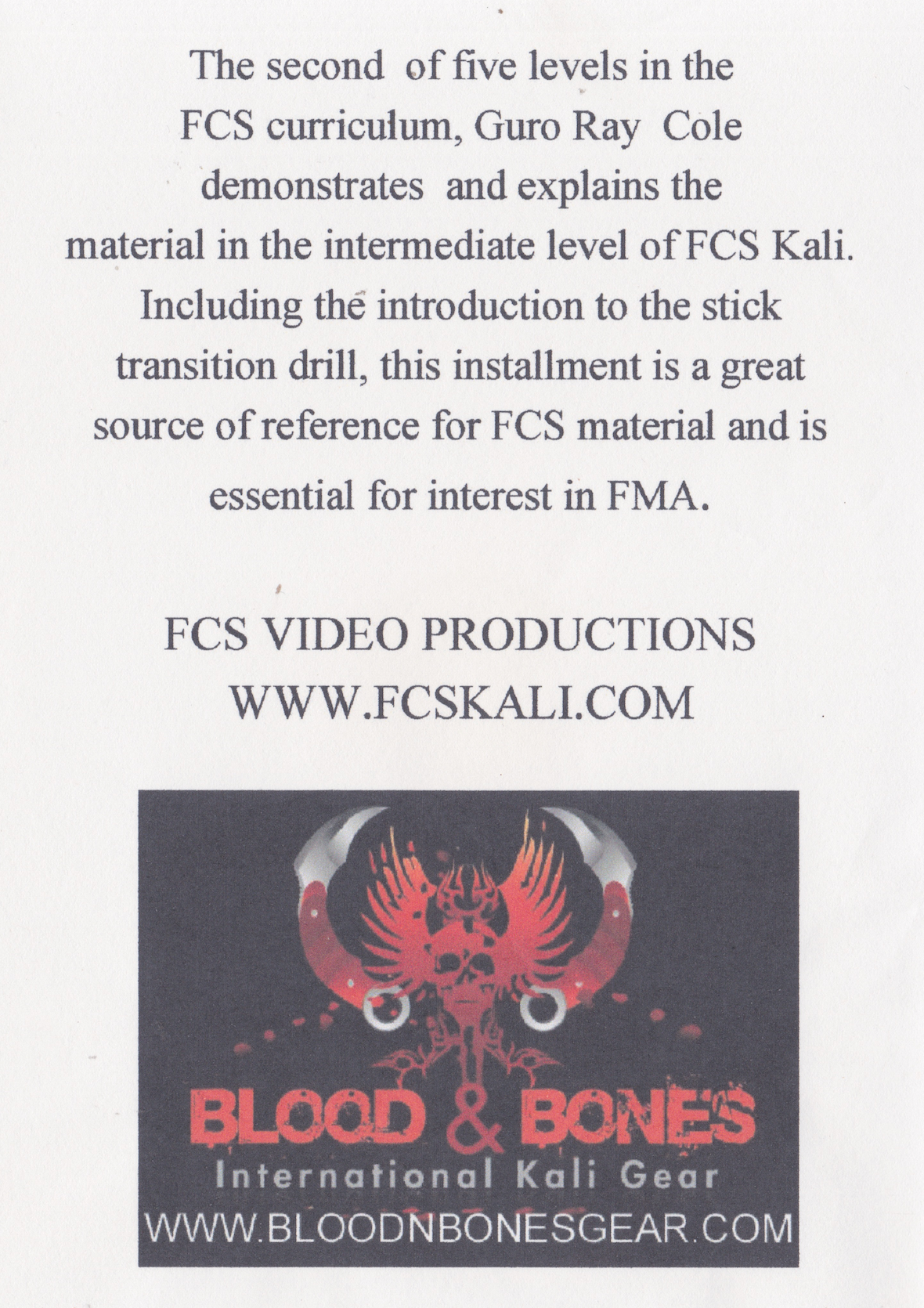 Filipino Combat Systems Level 2 Curriculum DVD by Ray Cole (Preowned)