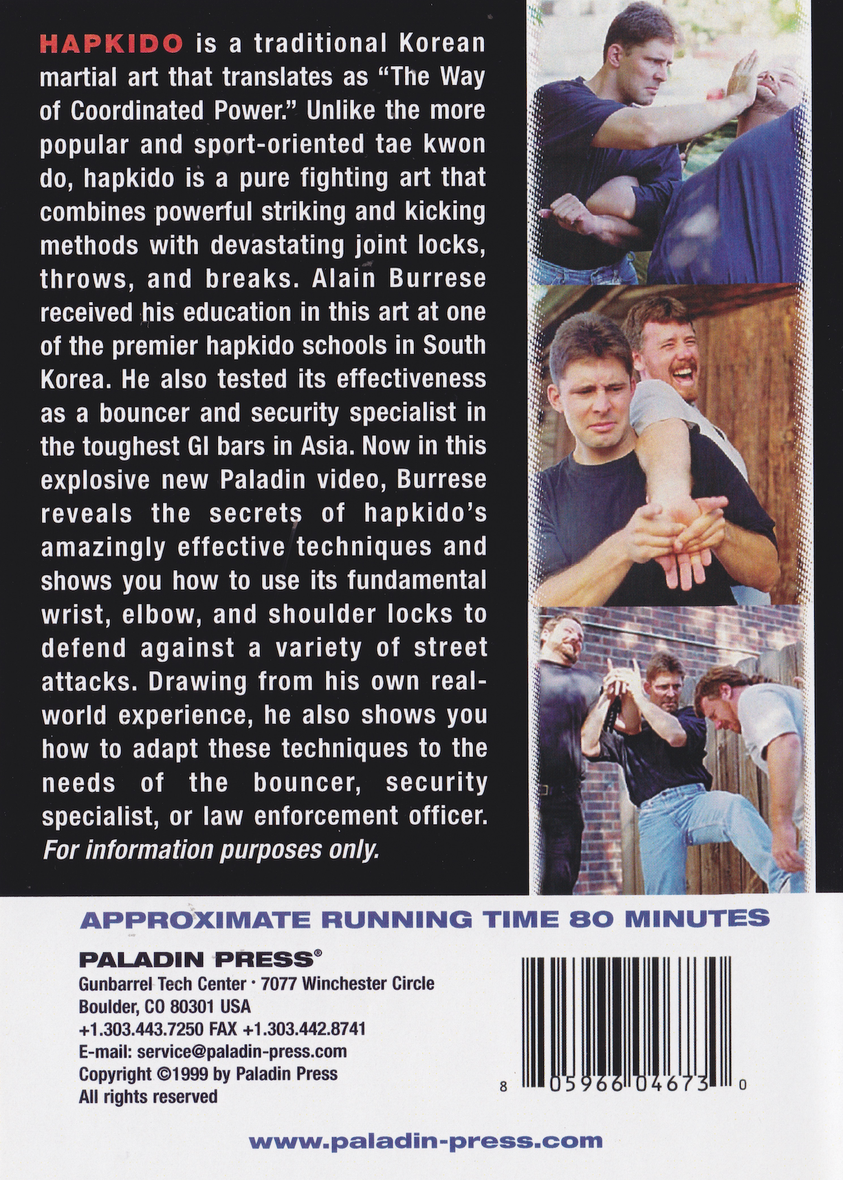 Hapkido Hoshinsul DVD by Alain Burrese (Preowned)