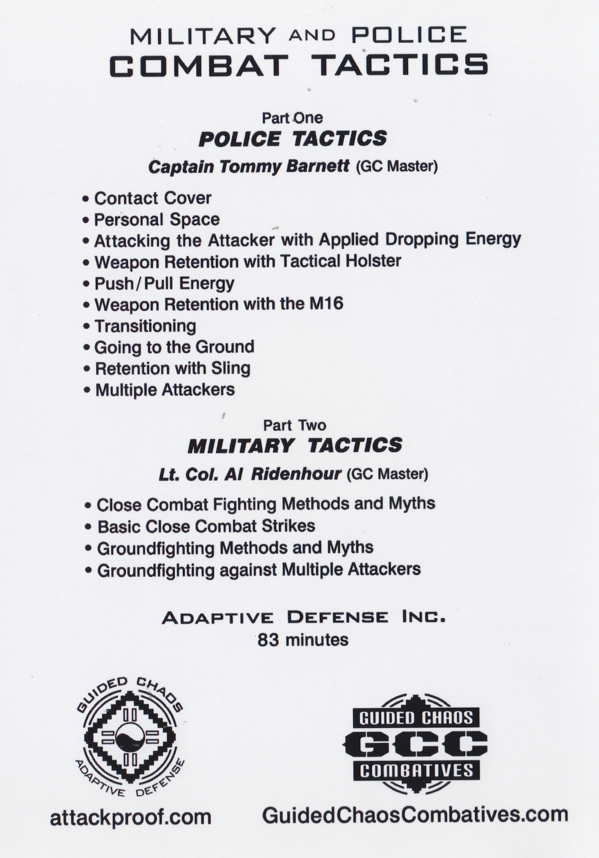 Military & Police Combat Tactics 2 DVD Set by John Perkins (Preowned)