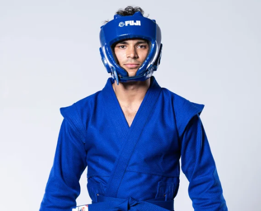 FIAS Sambo Combat Headgear Blue by Fuji