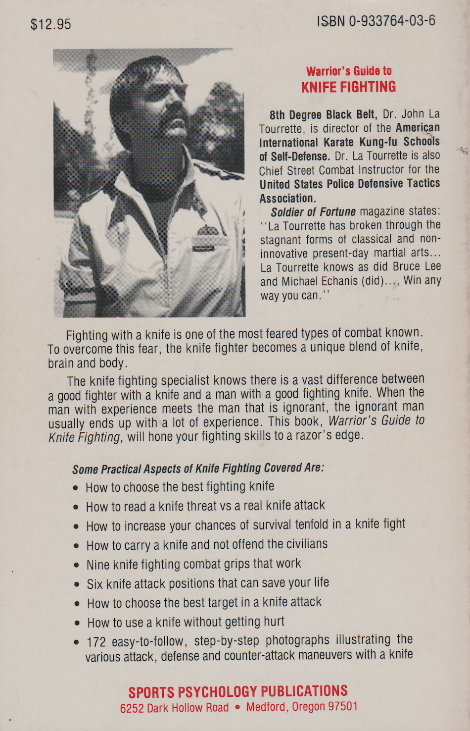 Warrior's Guide to Knife Fighting Book by John La Tourrette (Preowned)