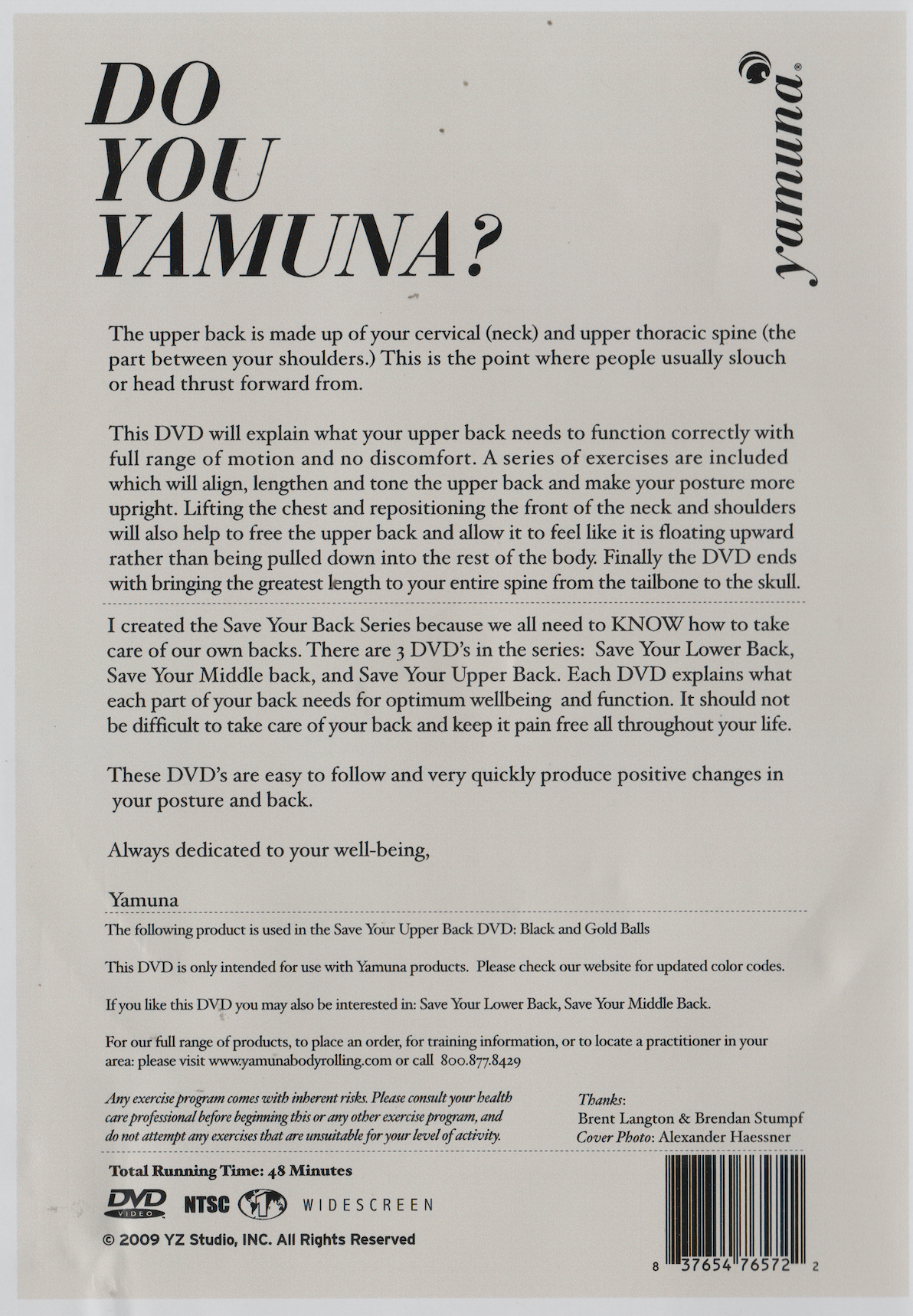 Yamuna Save Your Upper Back DVD by Yamuna Zake