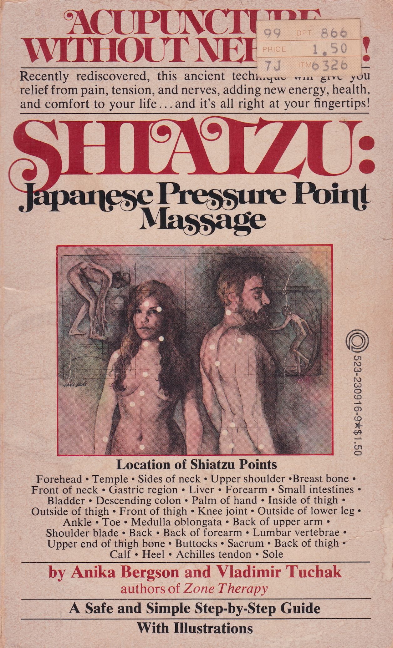 Shiatzu Japanese Pressure Point Massage Book by Anika Bergson & Vladimir Tuchak (Preowned)