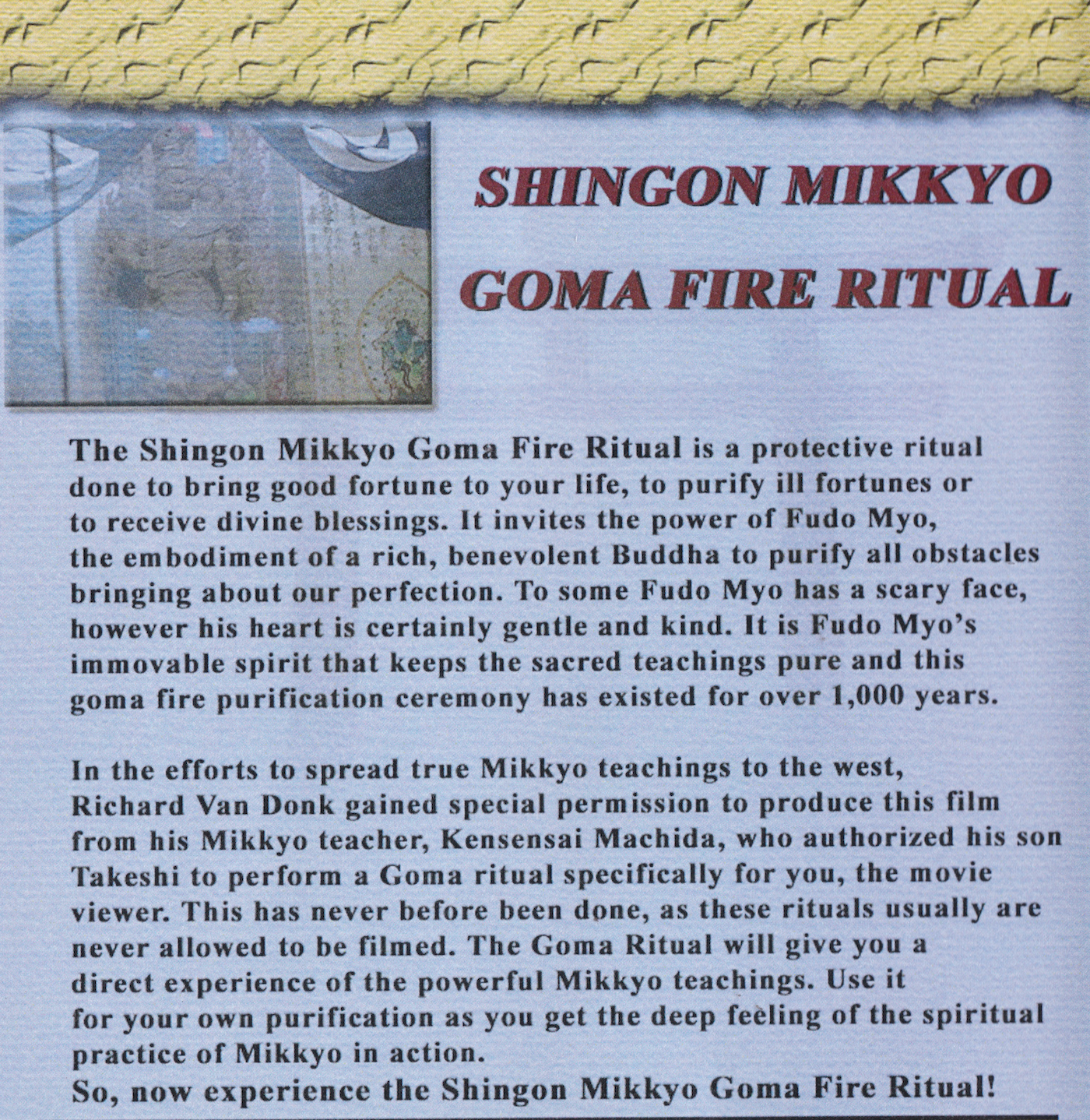 Shingon Mikkyo Goma Fire Ritual DVD with Takeshi Machida