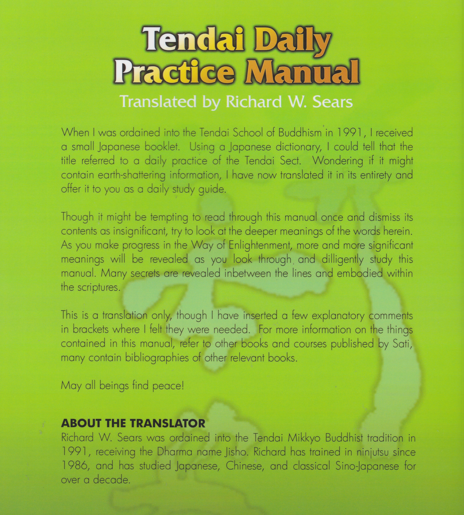 Tendai Daily Practice Manual Book & CD by Richard Sears