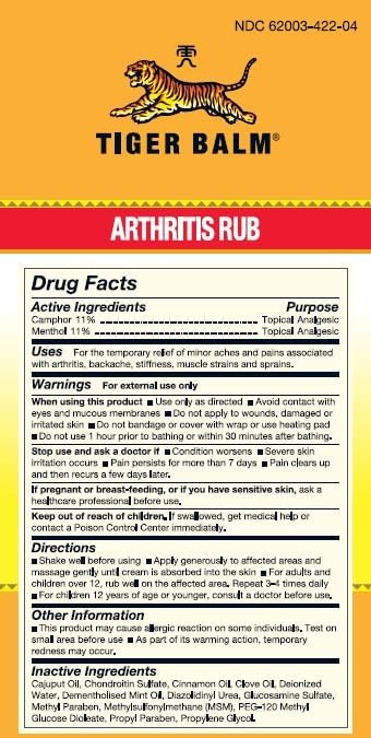 Tiger Balm Arthritis Rub - - 4 fl oz