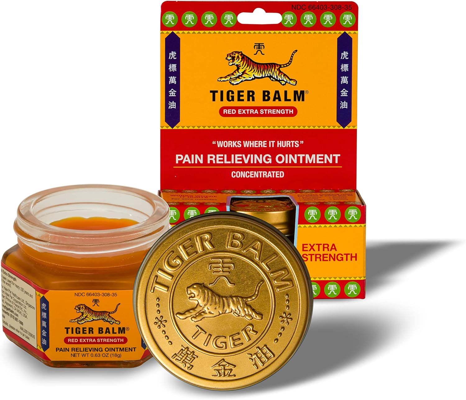 Tiger Balm Pain Relieving Ointment, Extra Strength, 0.63 Ounce, Cinnamon Yellow