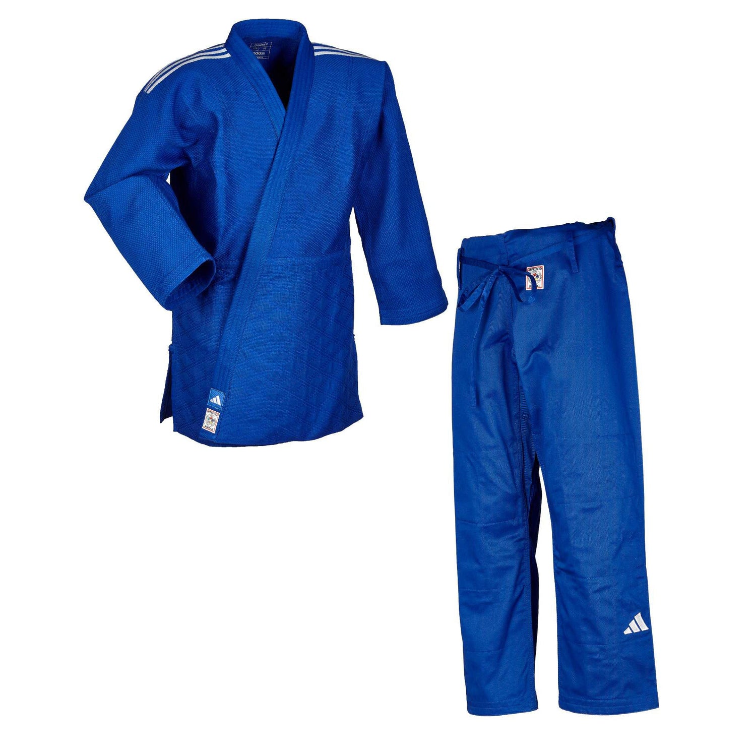 IJF Champion 3 Slim Fit with Stripes Judo Gi by Adidas (White or Blue)