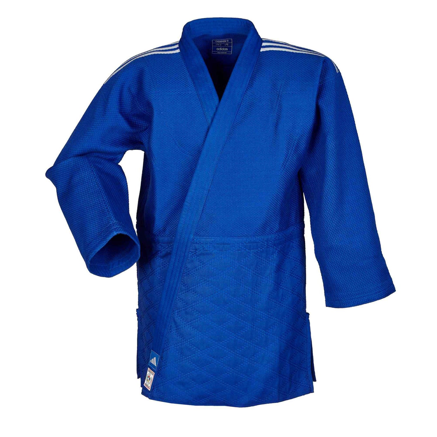 IJF Champion 3 Slim Fit with Stripes Judo Gi by Adidas (White or Blue)
