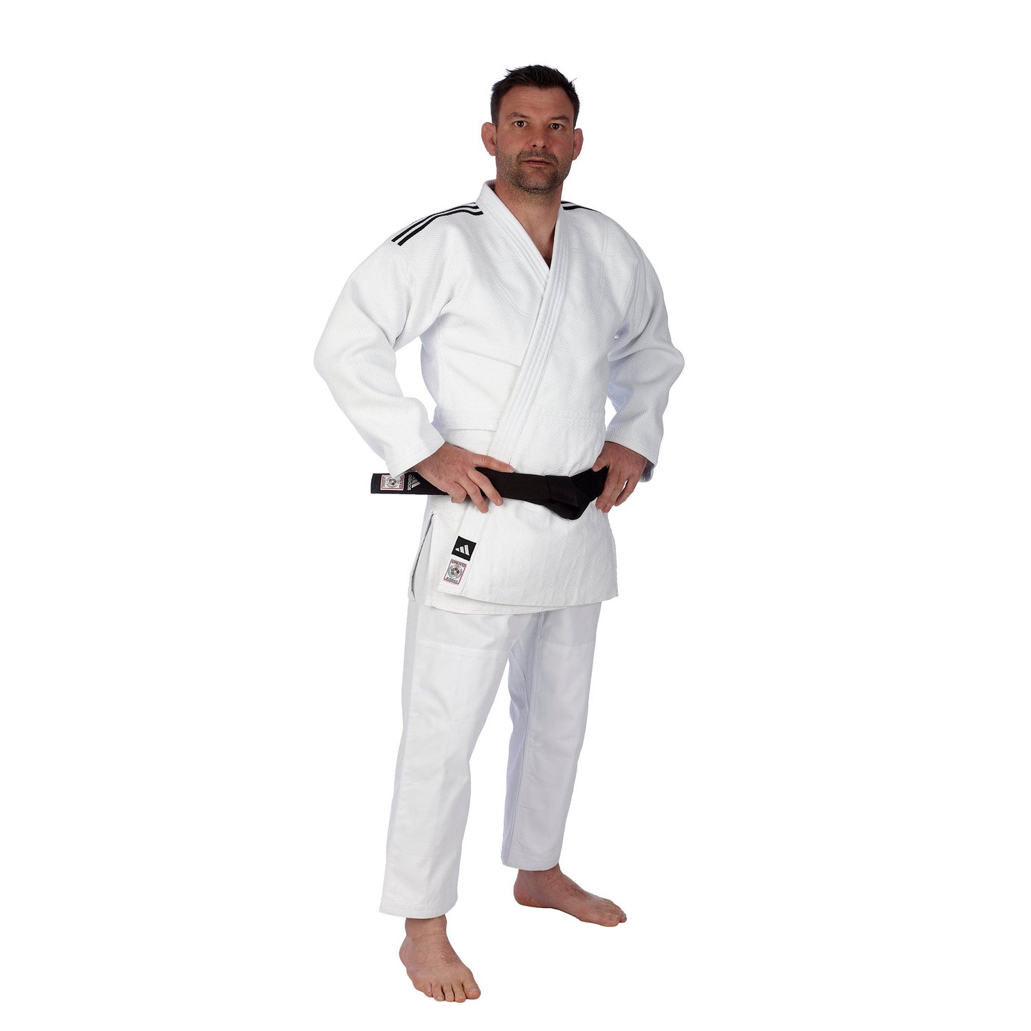 IJF Champion 3 Slim Fit with Stripes Judo Gi by Adidas (White or Blue)