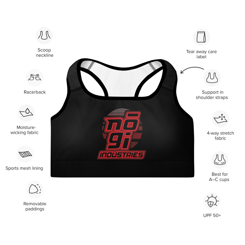 7Four BLACK Padded Sports Bra by Nogi Industries