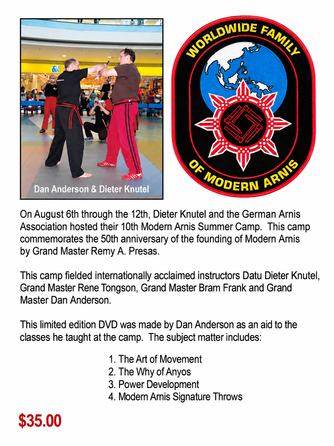 50th Anniversary of Modern Arnis Summer Camp 2 DVD Set (Preowned)