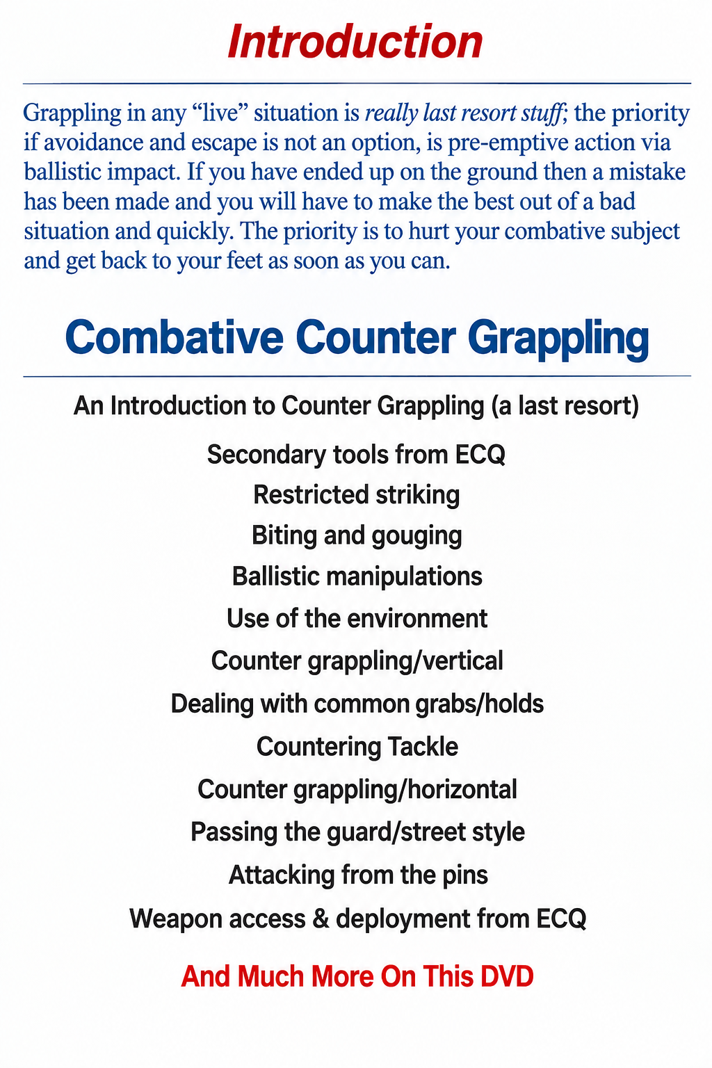 Urban Combatives The Last Resort Counter Grappling 4 DVD Set by Lee Morrison (Preowned) (PAL)