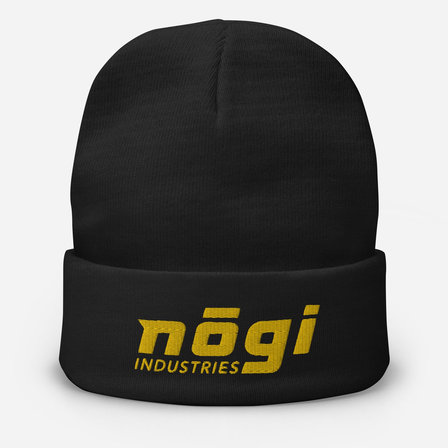 Embroidered Beanie w Puff logo (Black & Gold) by Nogi Industries