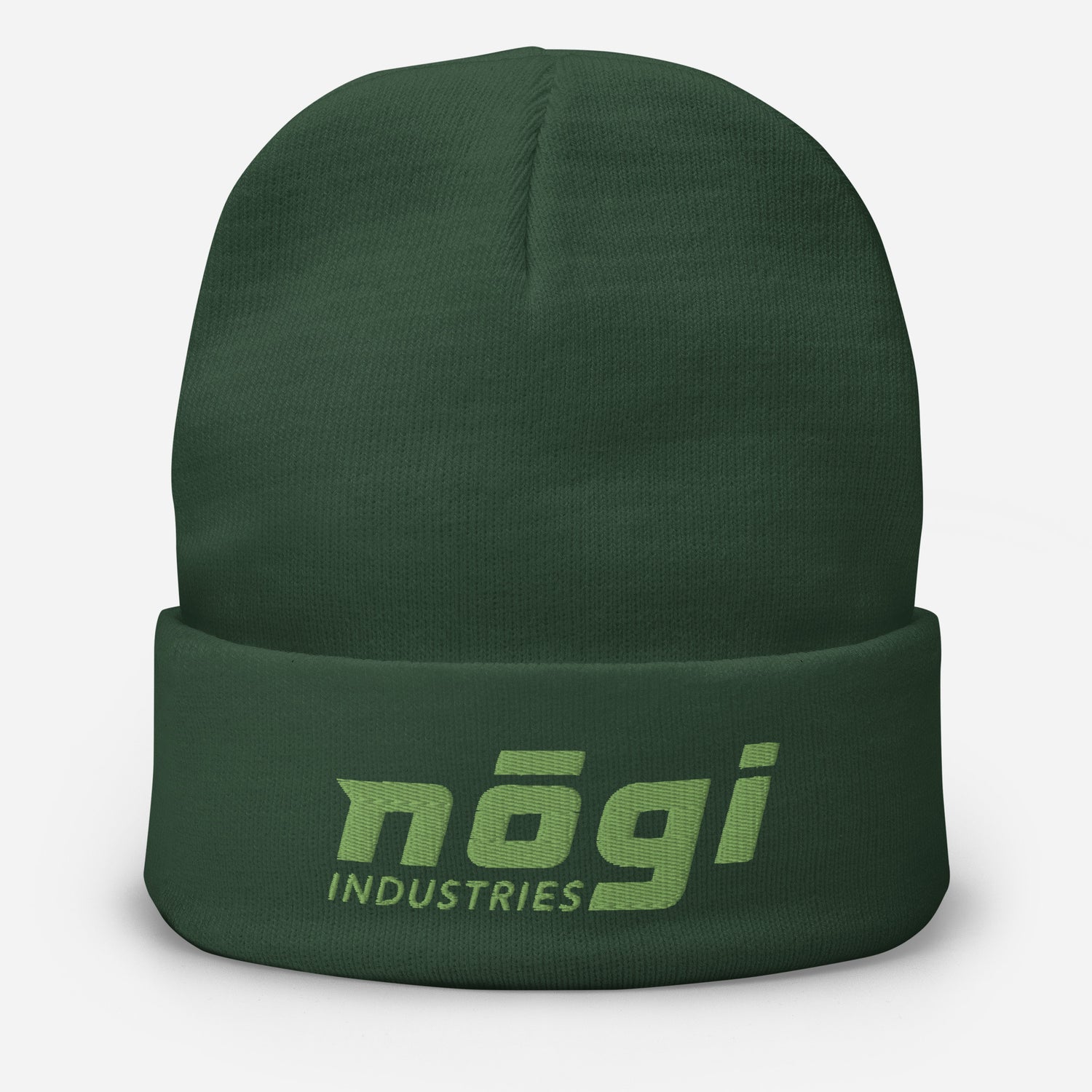 Nogi Industries のパフロゴ付き刺繍ビーニー (グリーン & グリーン)