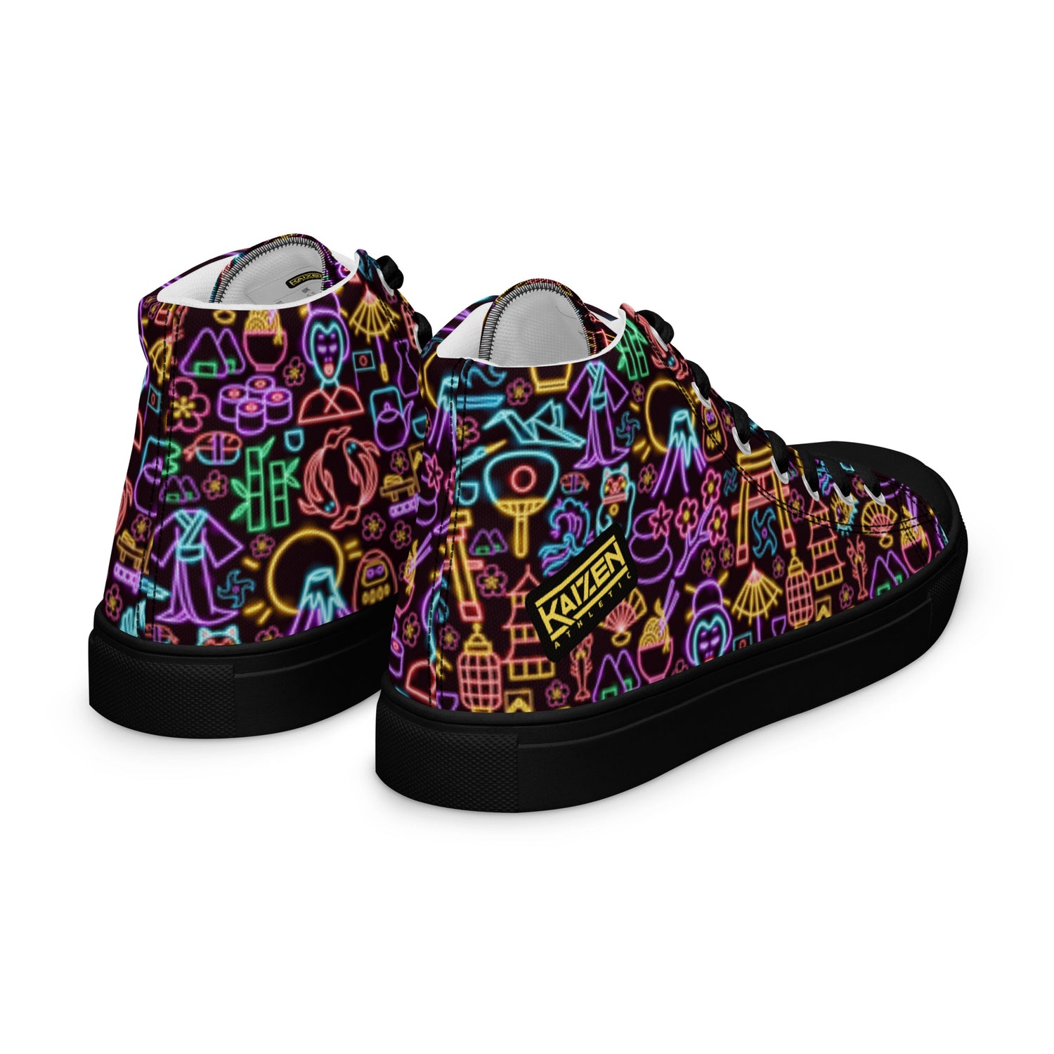 Neon Nights Men’s High top Canvas Shoes by Kaizen Athletic