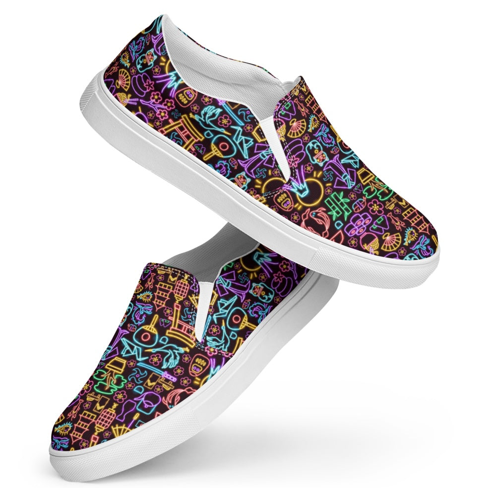 Neon Nights Men’s Slip-on Canvas Shoes by Kaizen Athletic