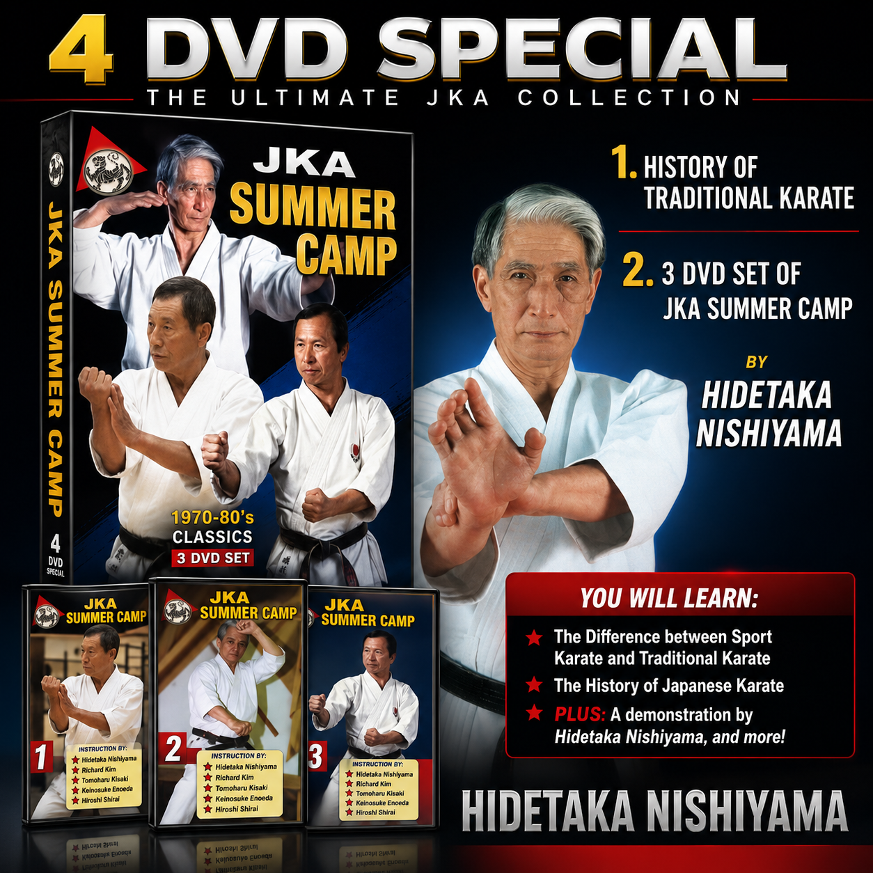 History of Traditional Karate & Summer Camp 4 DVD Set by Hidetaka Nishiyama