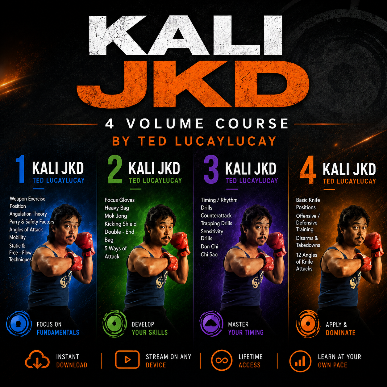 Kali JKD 4 Vol Course by Ted Lucaylucay (On Demand)