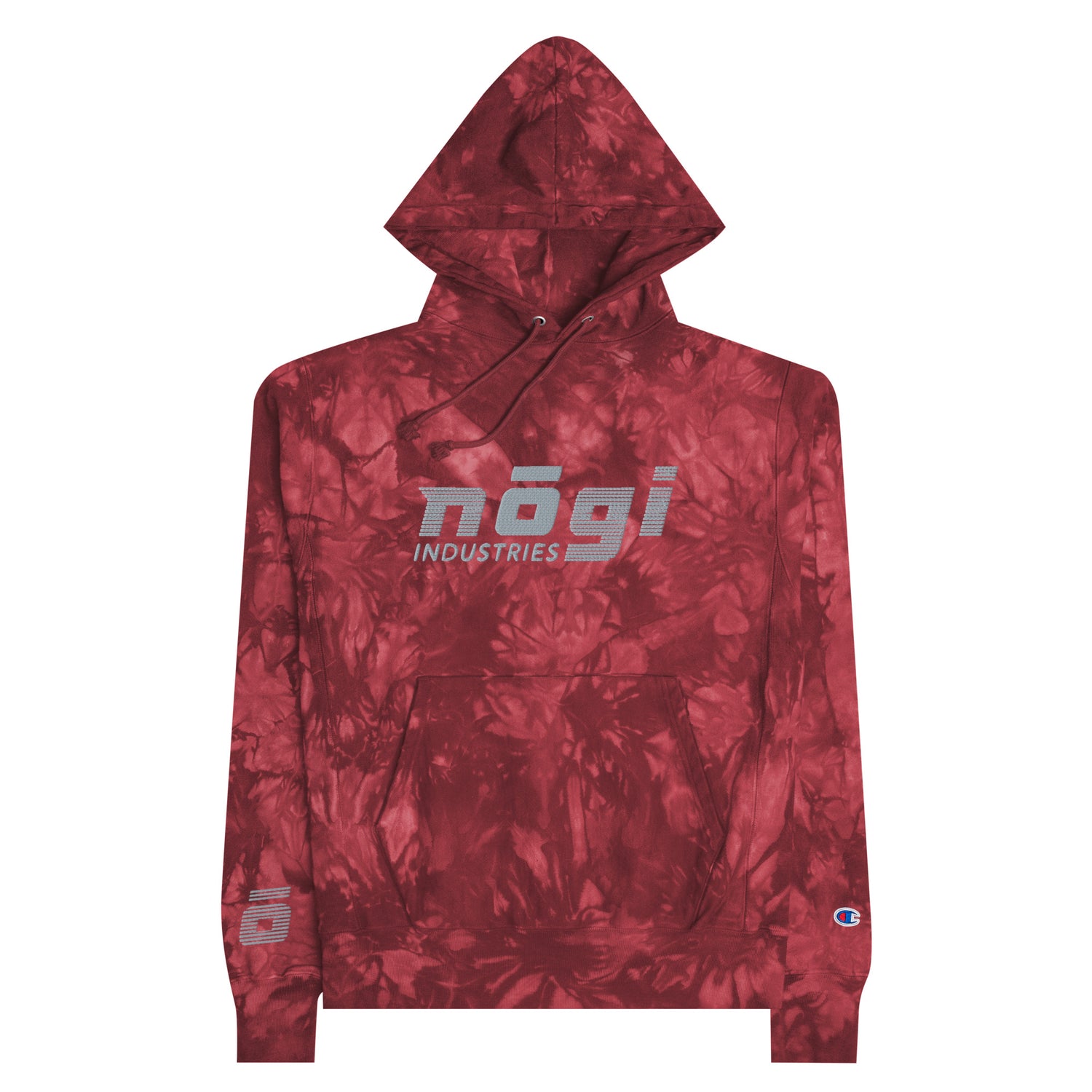 Sudadera con capucha unisex Champion Tie-Dye de humo rojo de Nogi Industries