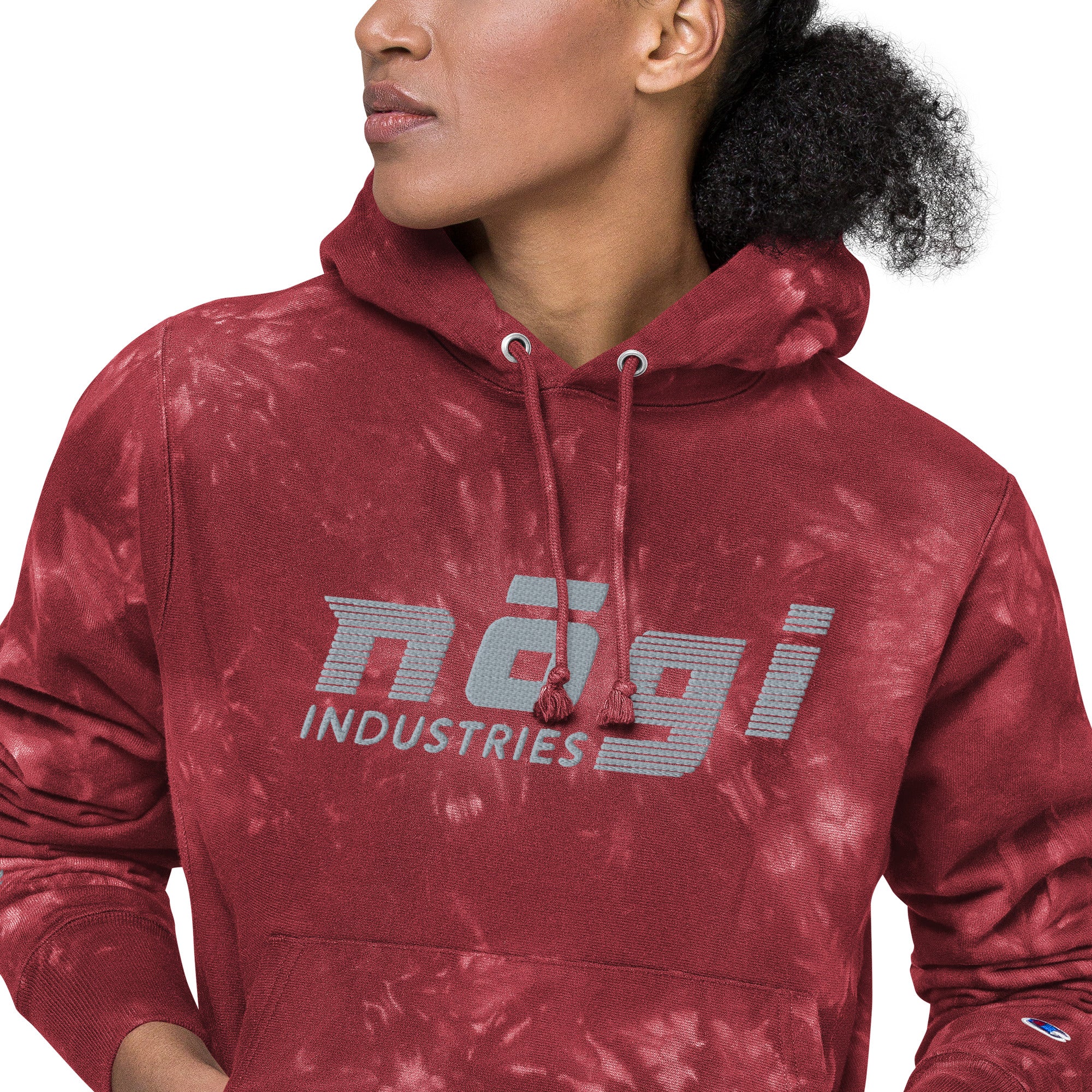 Red Smoke Unisex Champion Tie Dye Hoodie by Nogi Industries Budovideos Inc