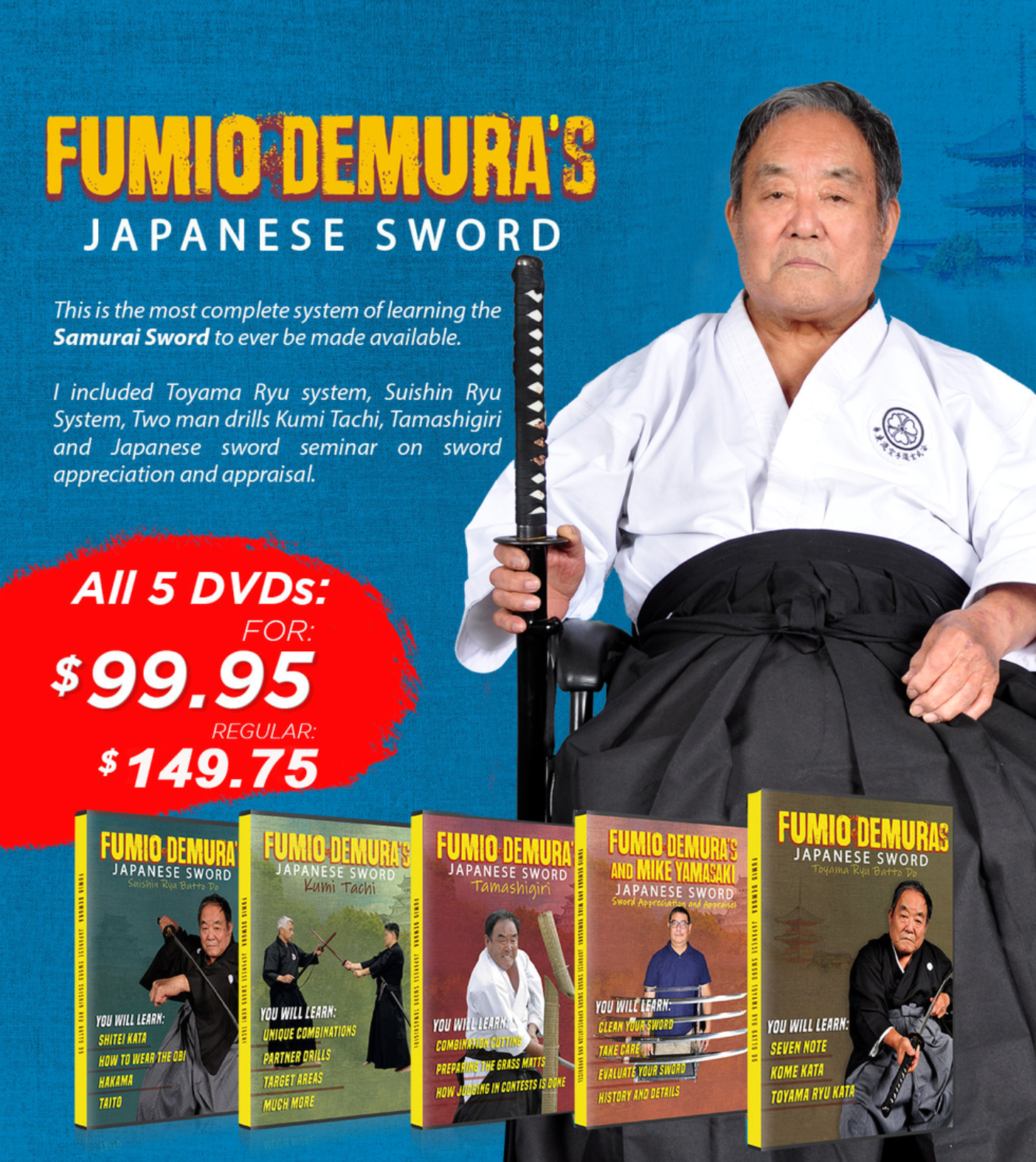 Japanese Sword 5 DVD Set by Fumio Demura - Budovideos Inc
