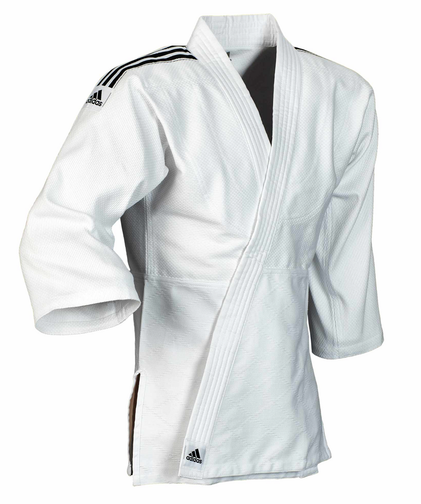 hoop Luchtvaart versneller J350 Club Judo Gi - White w Black Stripes by Adidas
