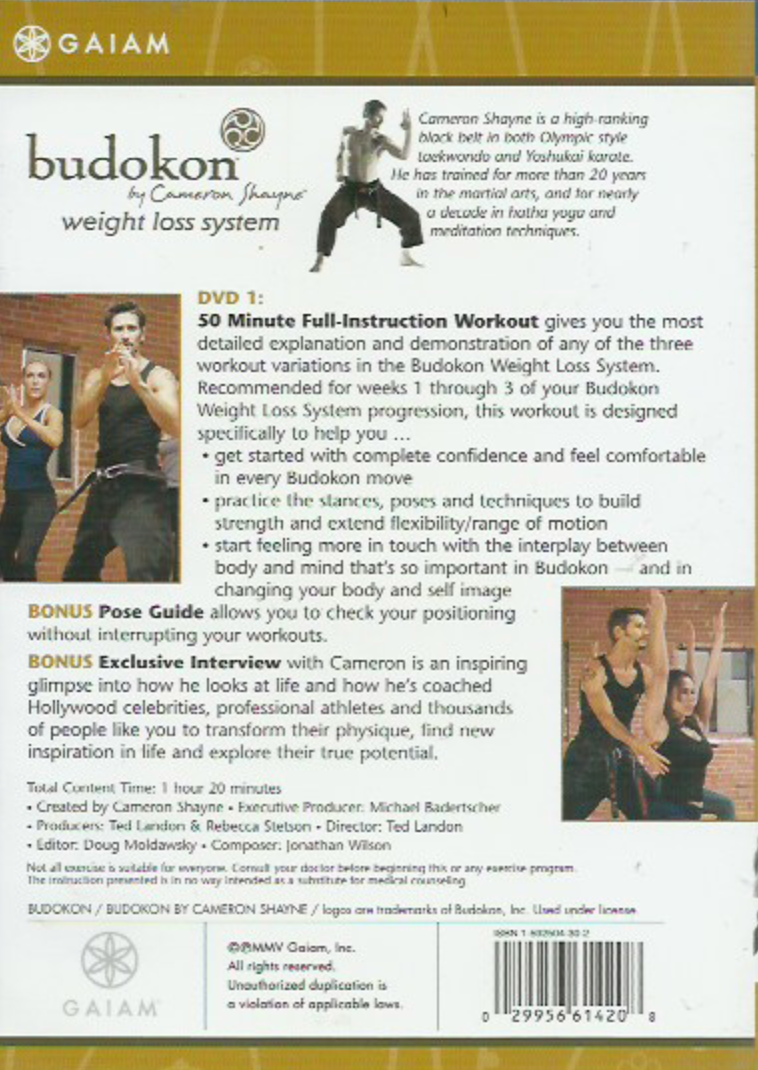 Sistema de pérdida de peso Budokon: DVD de entrenamiento con instrucciones completas de Cameron Shayne (usado) 