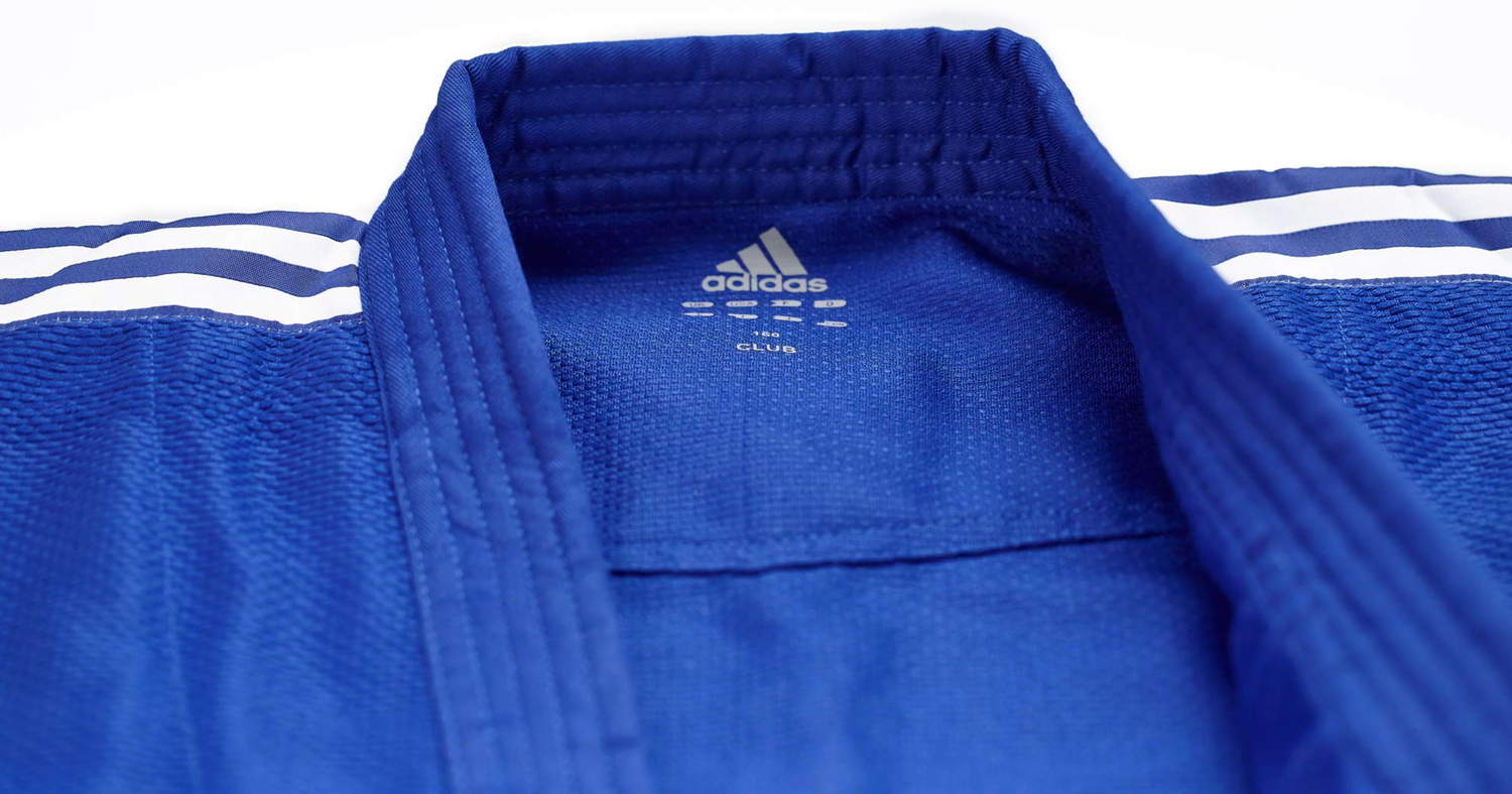 J350 Club Judo Gi - Azul con rayas blancas de Adidas 