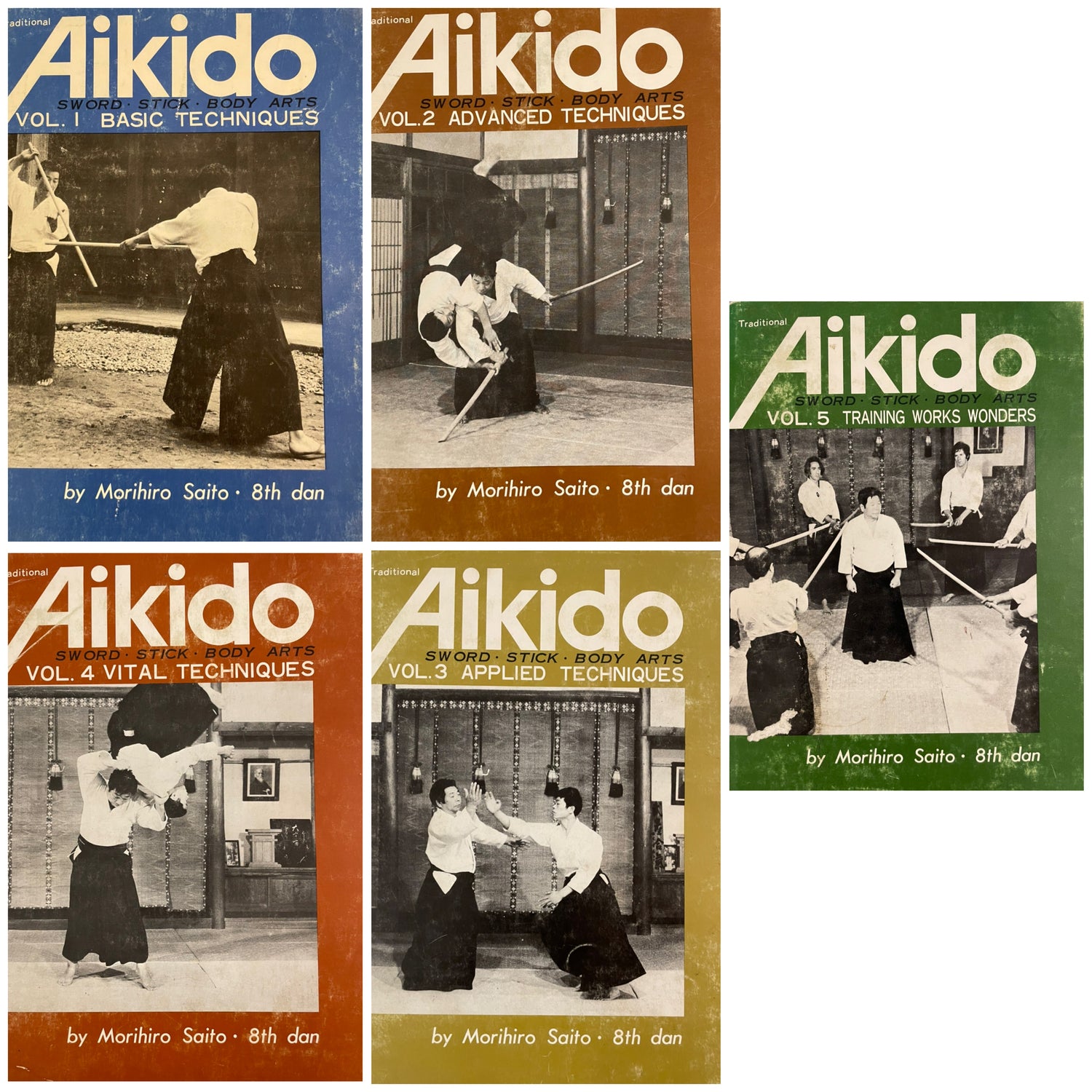 Juego de 5 libros de Aikido tradicional con Morihiro Saito (tapa dura) (usado)