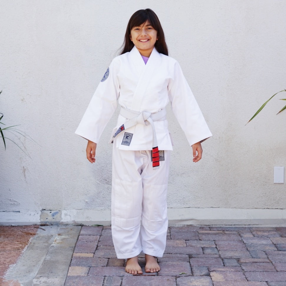 KIDS Kaizen Athletic Journey Jiu Jitsu Kimono - WHITE - Budovideos
