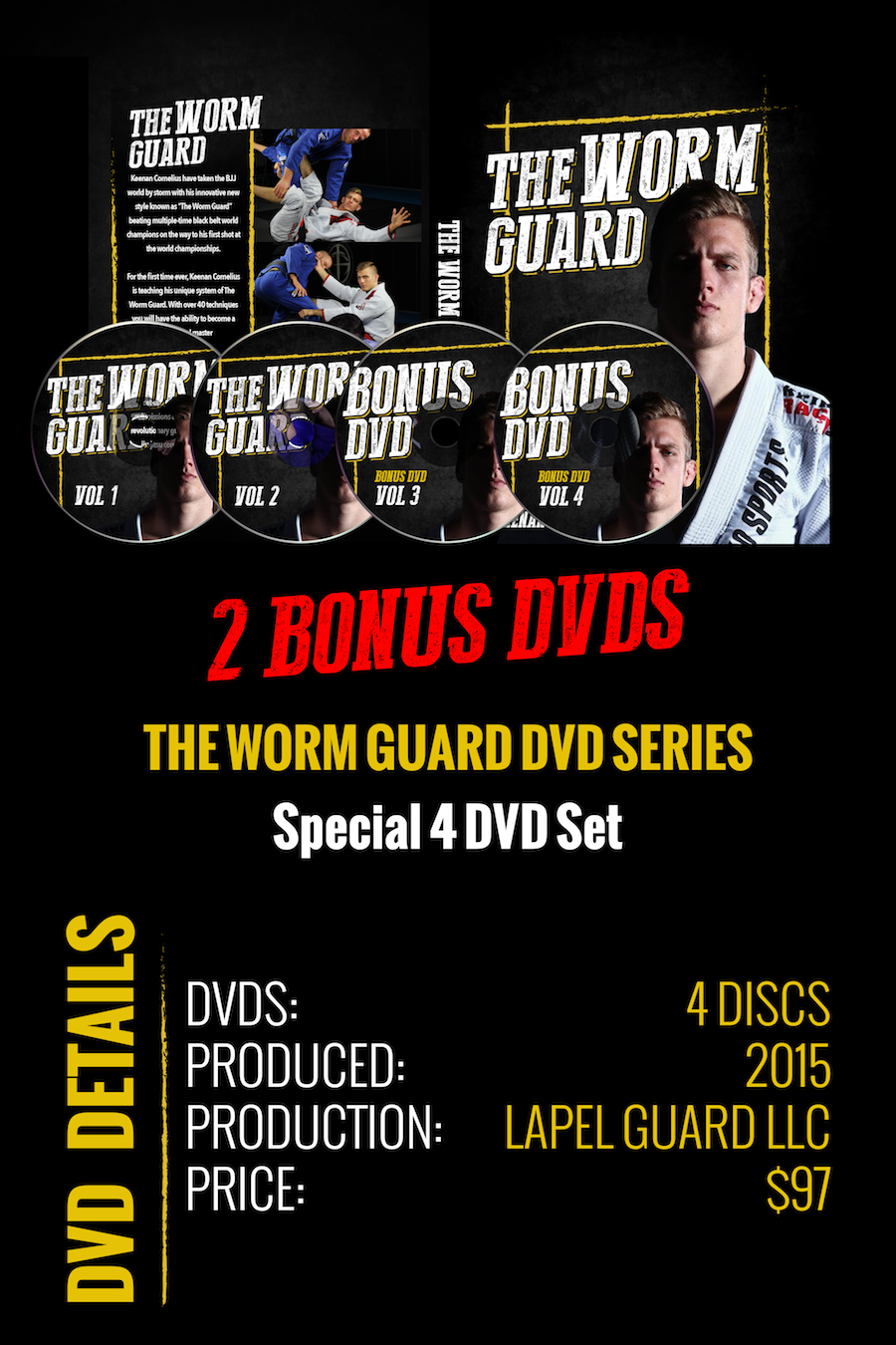 KEENAN CORNELIUS 柔術 DVD BJJ Worm Guard 4 DVD Set by Keenan Cornelius (Preowned